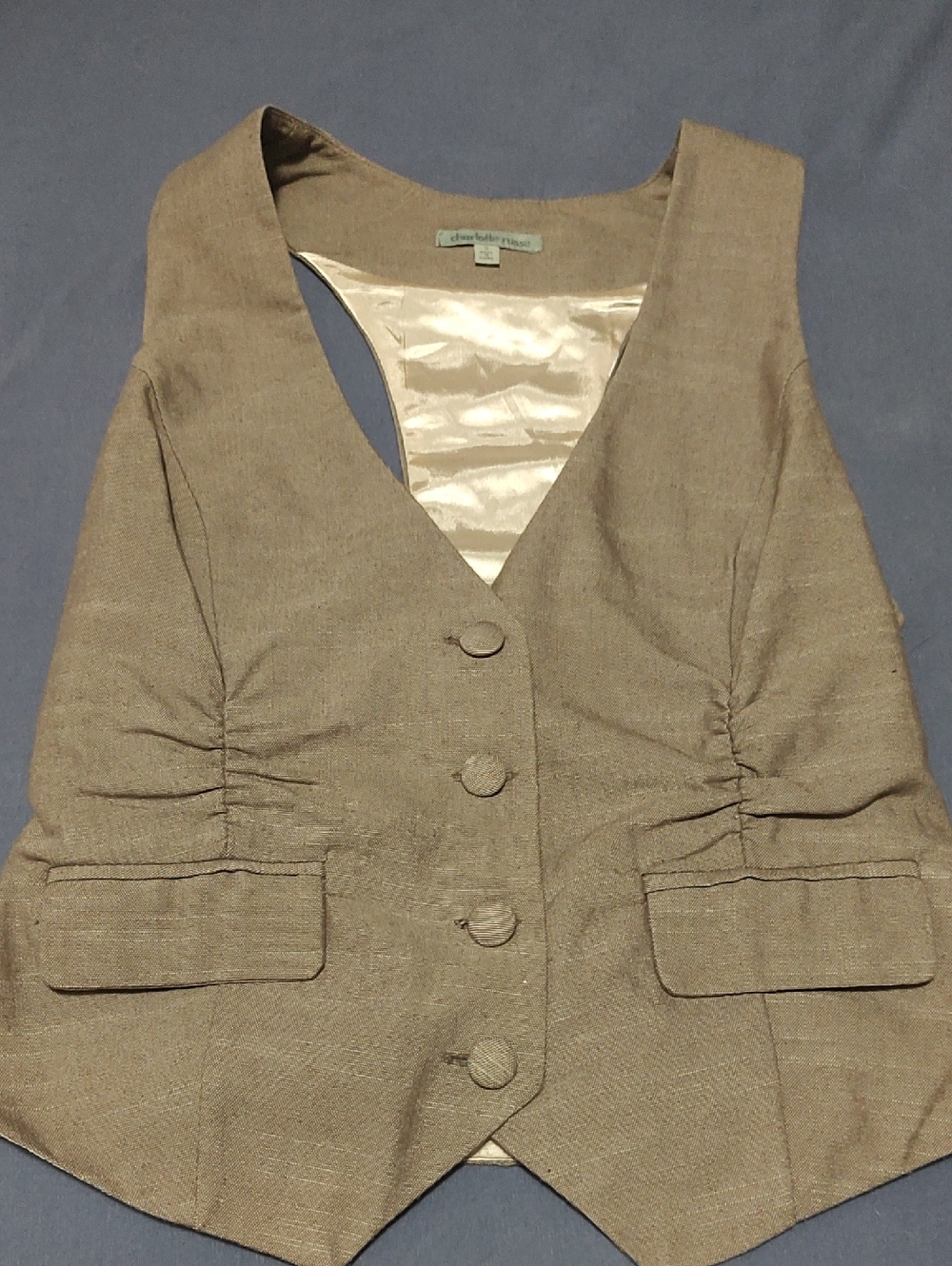 Charlotte Russe Neutral Taupe and Cream Sleeveless Vest
